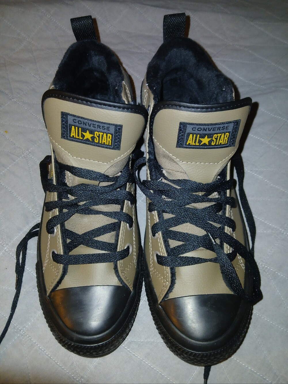 Converse All Star High Top Sneakers in Beige and Black